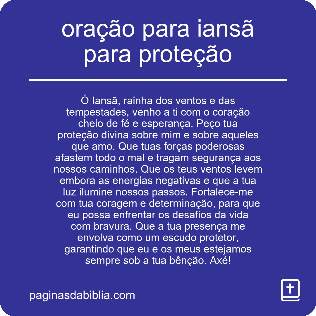 oração para iansã para proteção