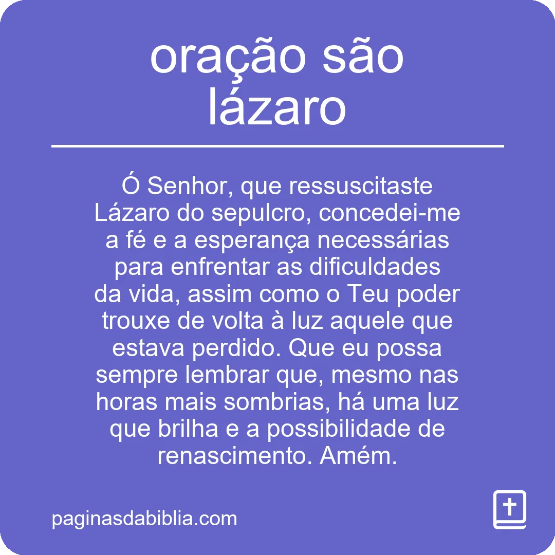 oração são lázaro