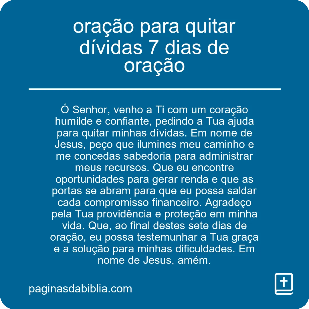 oração para quitar dívidas 7 dias de oração