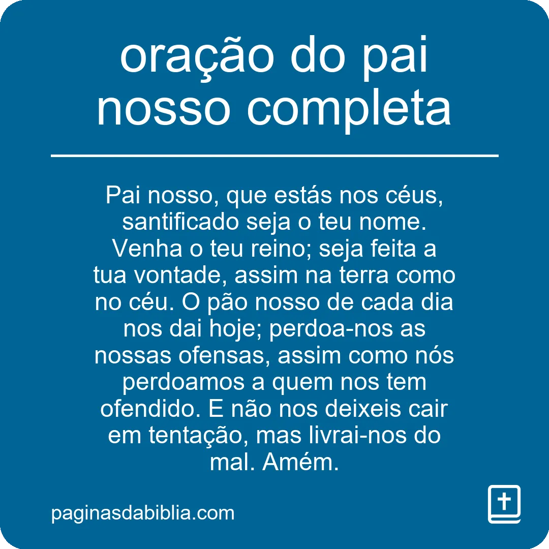 oração do pai nosso completa