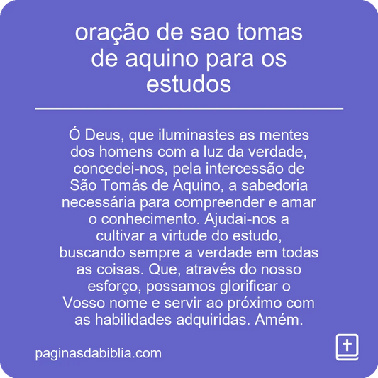 oração de sao tomas de aquino para os estudos