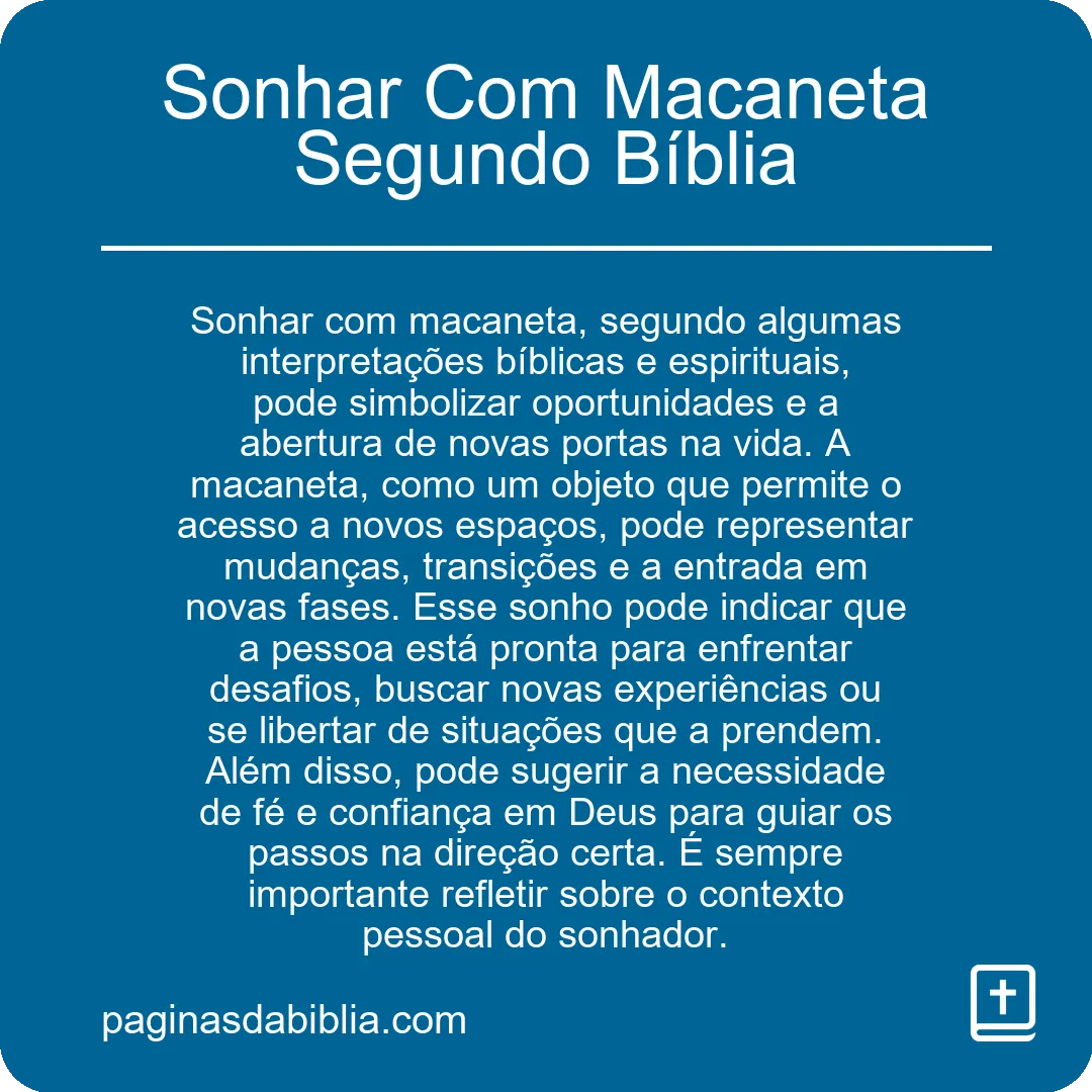 Sonhar Com Macaneta Segundo Bíblia