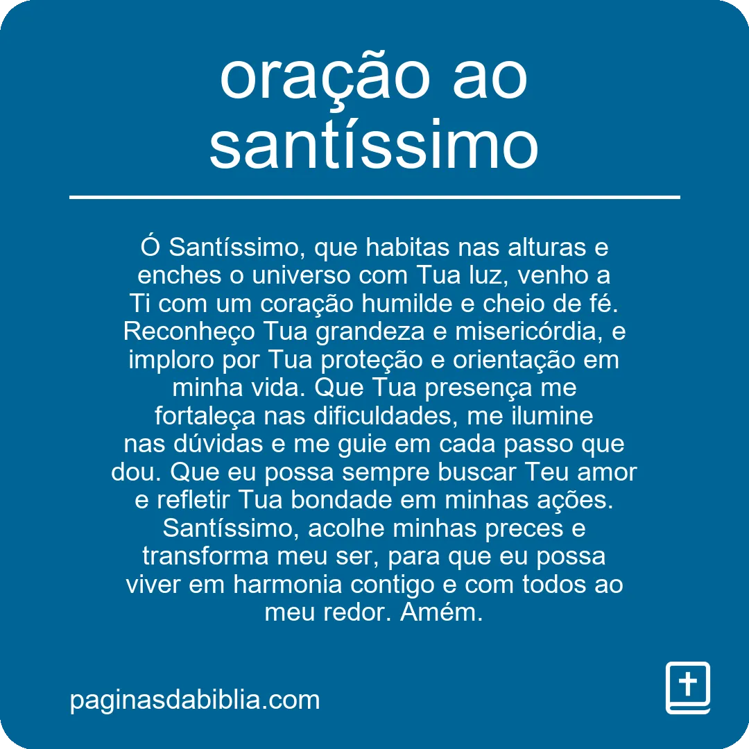 oração ao santíssimo