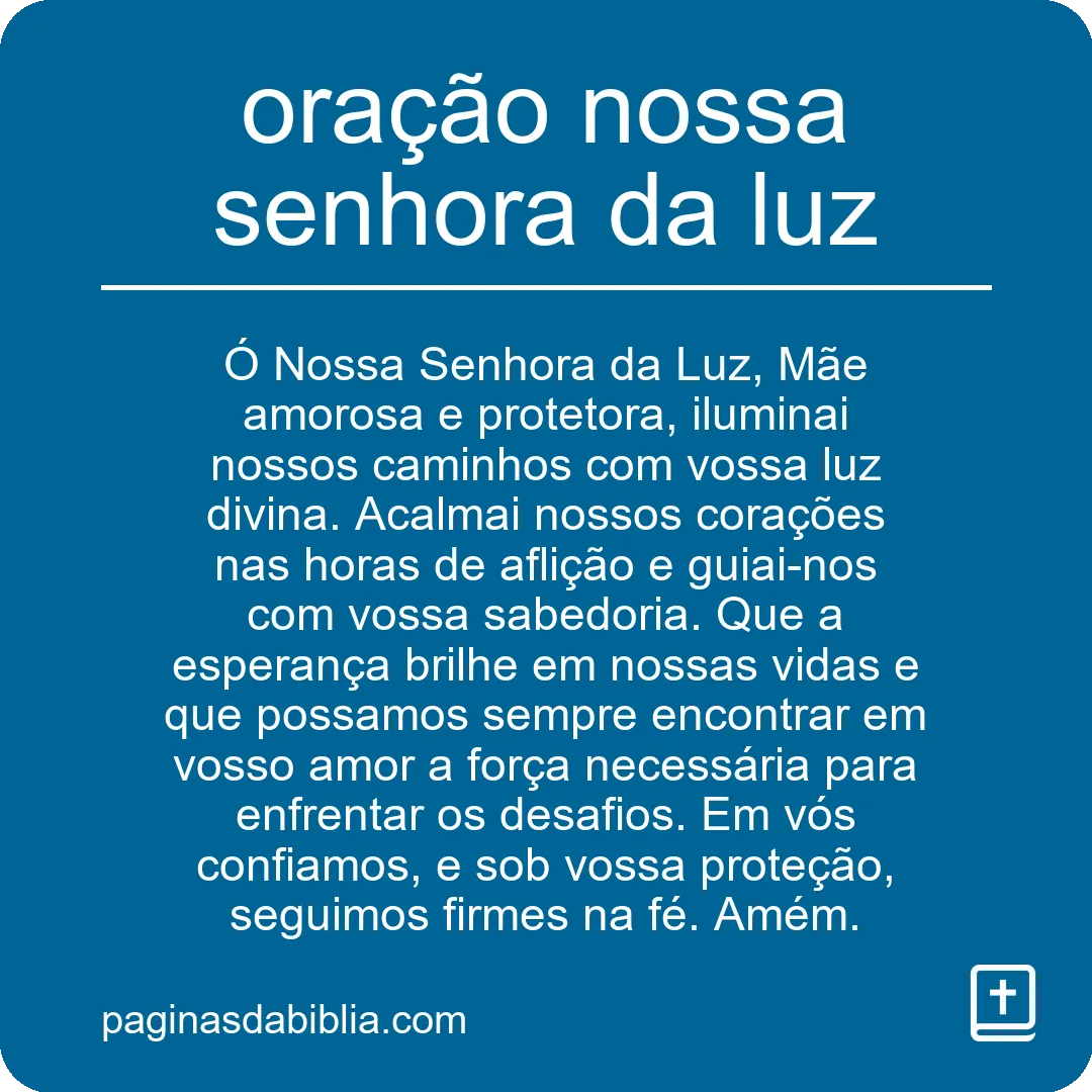 oração nossa senhora da luz