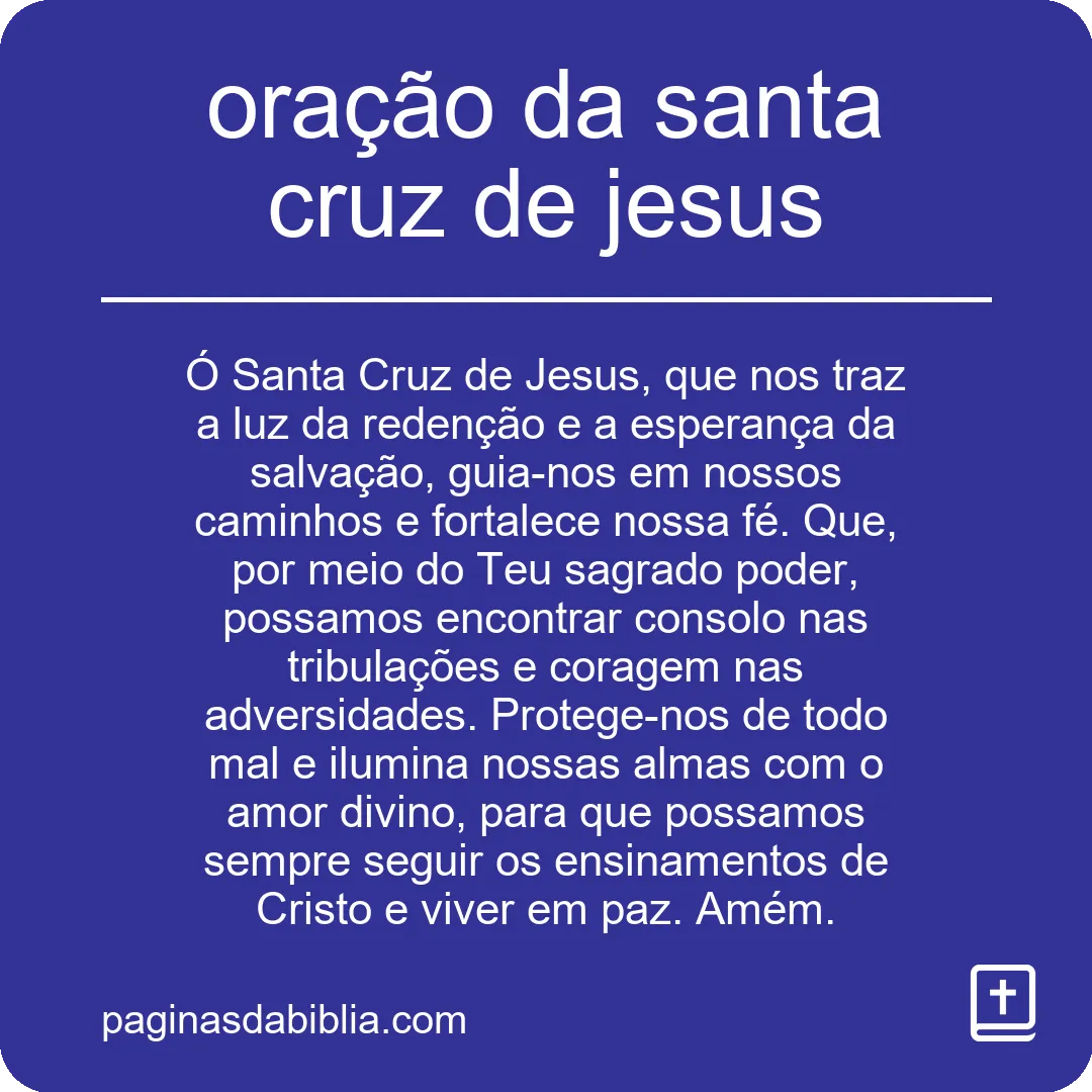 oração da santa cruz de jesus