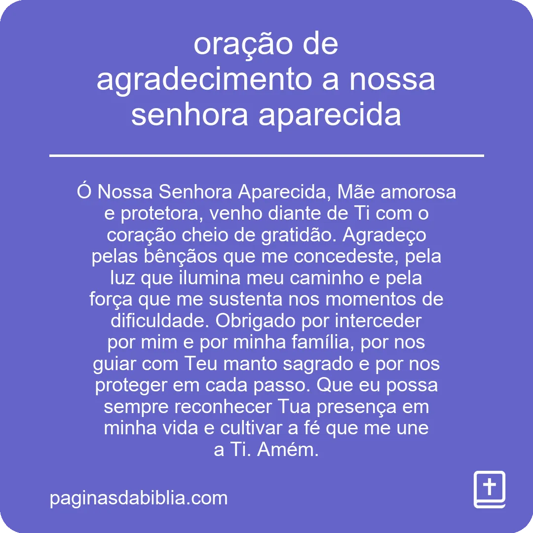 oração de agradecimento a nossa senhora aparecida