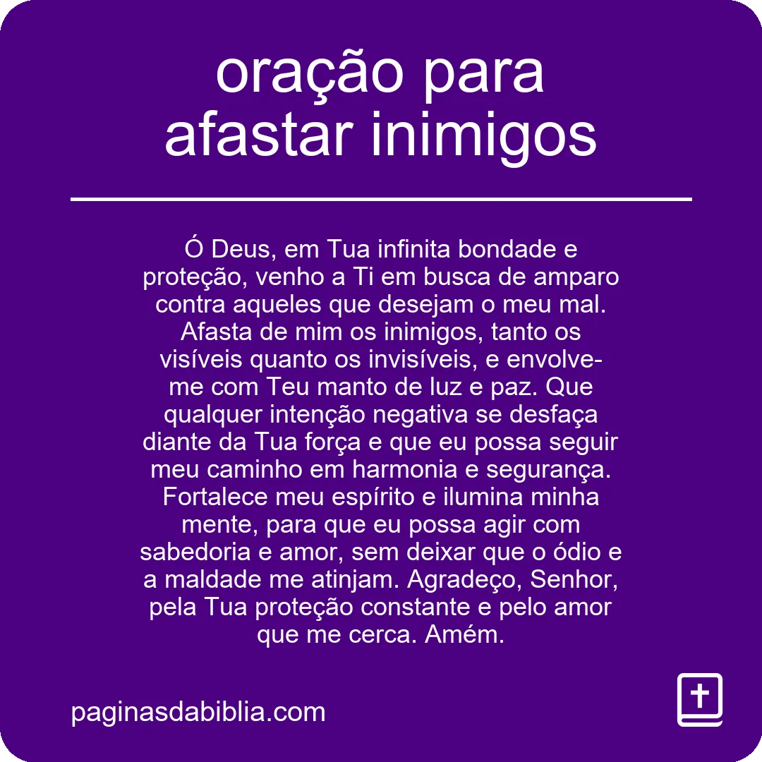 oração para afastar inimigos