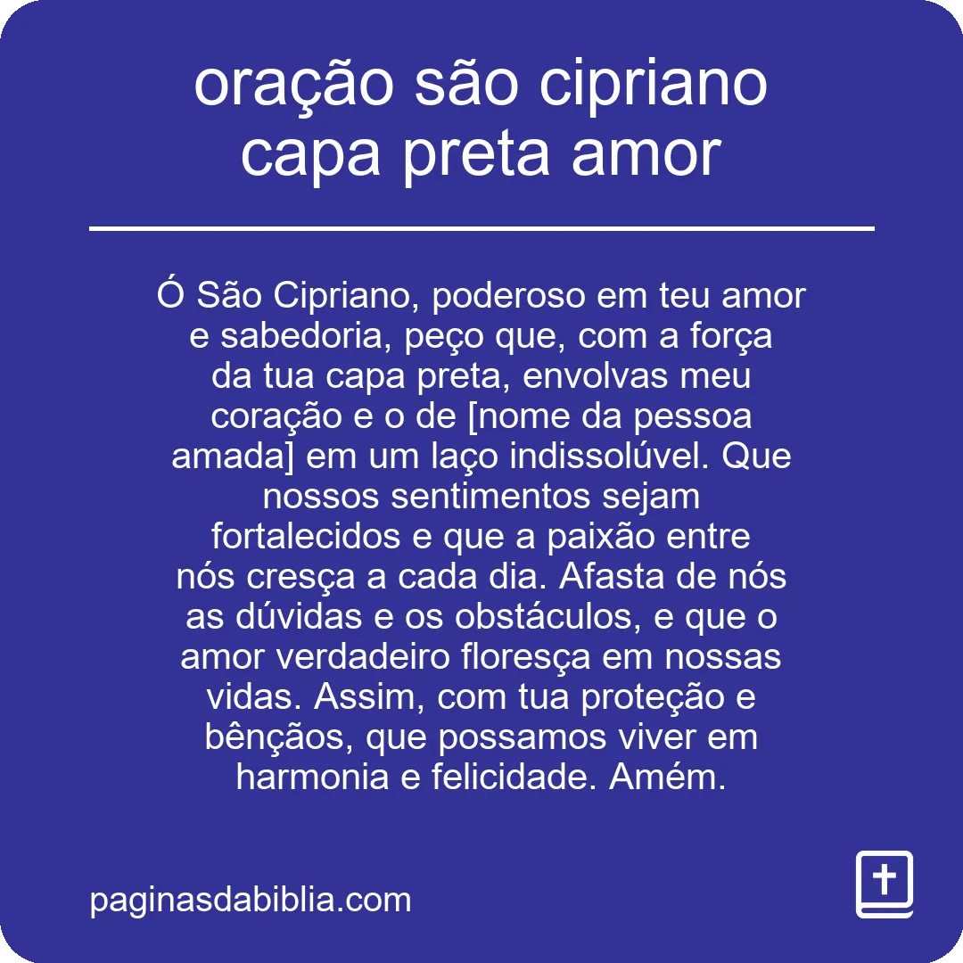 oração são cipriano capa preta amor