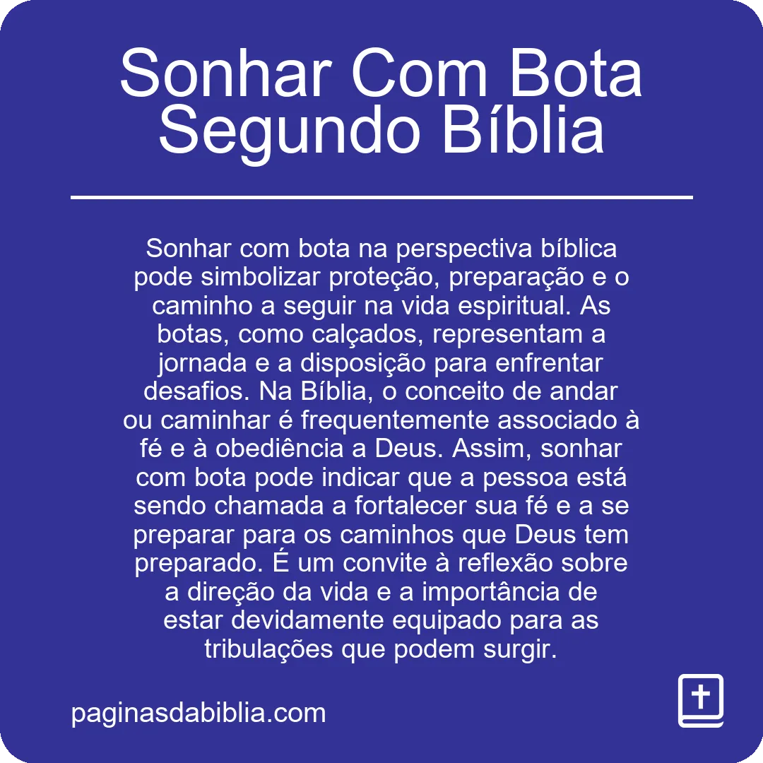 Sonhar Com Bota Segundo Bíblia