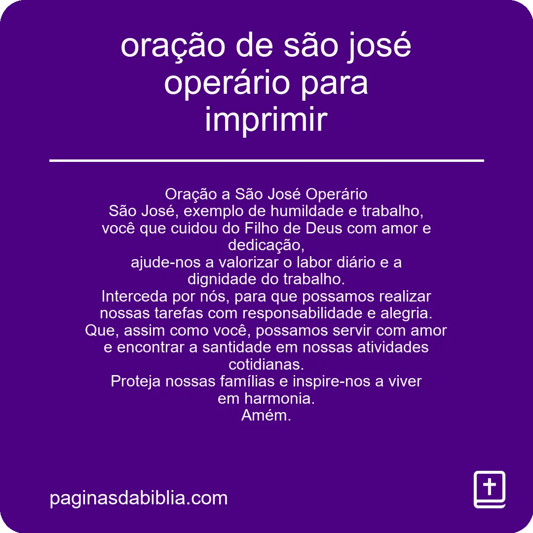 oração de são josé operário para imprimir