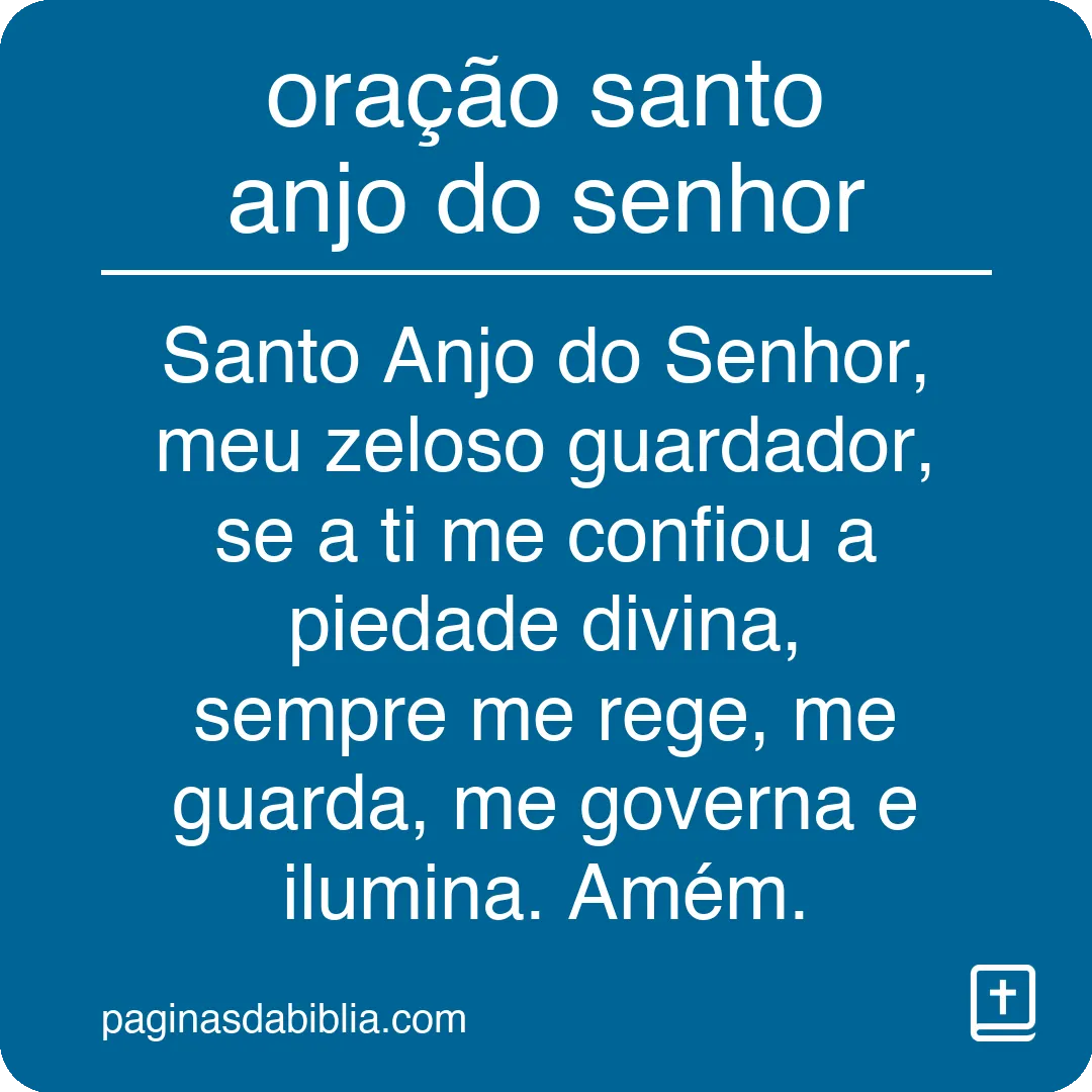 oração santo anjo do senhor