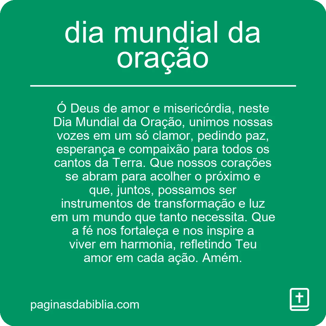 dia mundial da oração