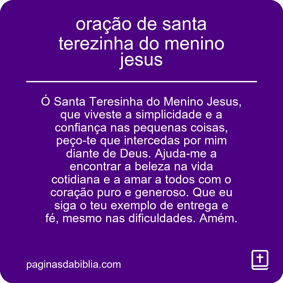 oração de santa terezinha do menino jesus