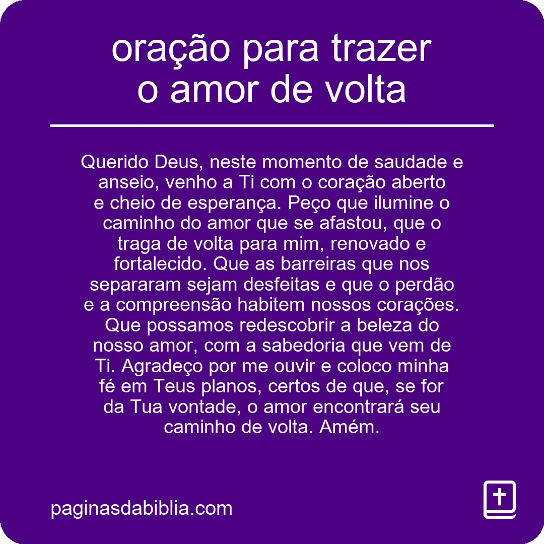 oração para trazer o amor de volta