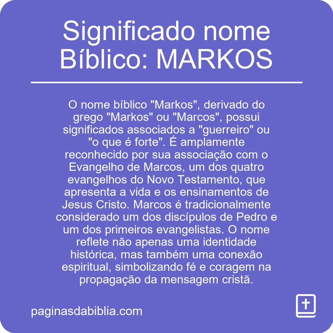 Significado nome Bíblico: MARKOS