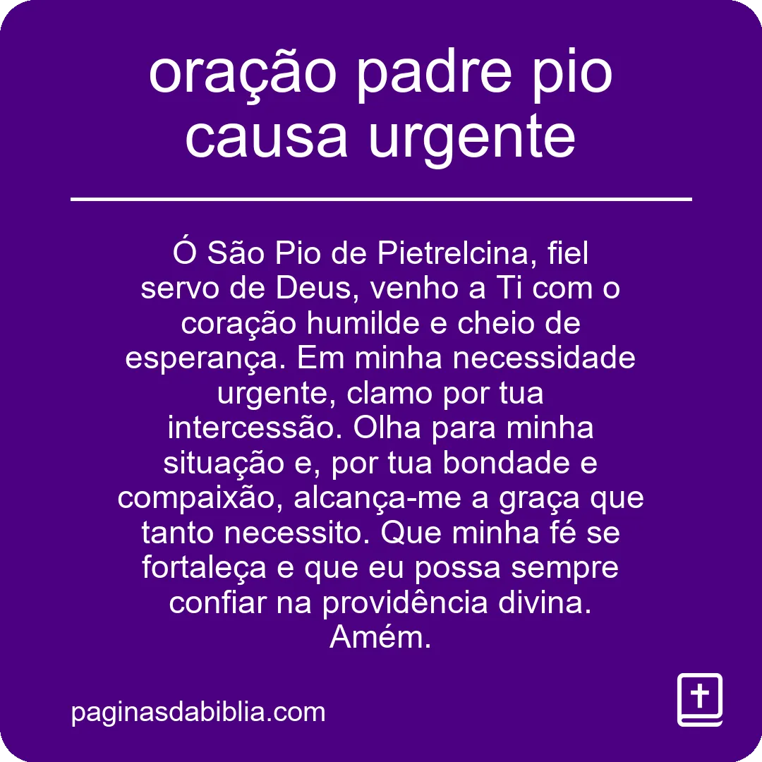 oração padre pio causa urgente