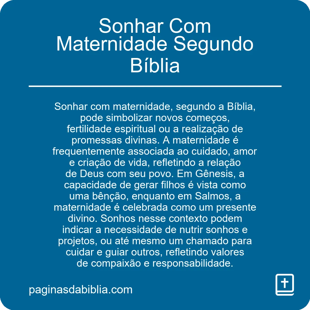 Sonhar Com Maternidade Segundo Bíblia