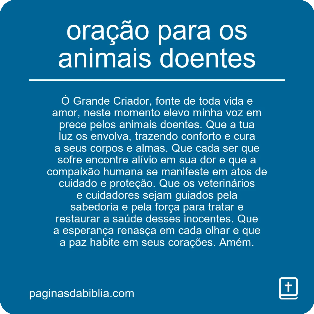 oração para os animais doentes