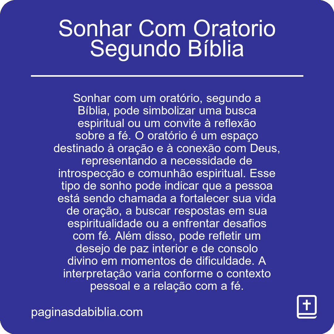 Sonhar Com Oratorio Segundo Bíblia