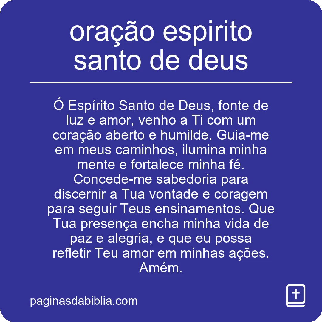 oração espirito santo de deus