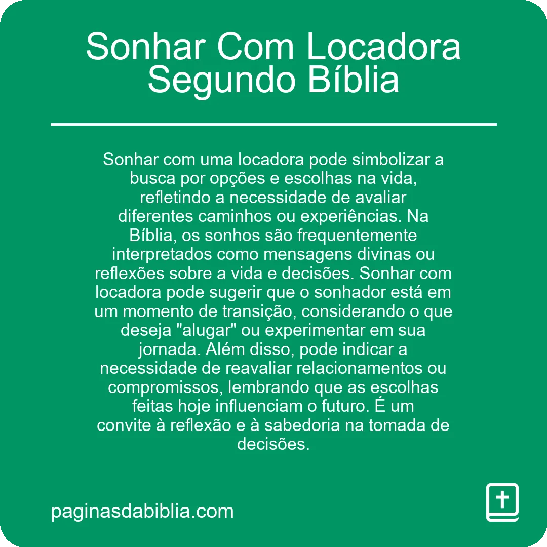 Sonhar Com Locadora Segundo Bíblia