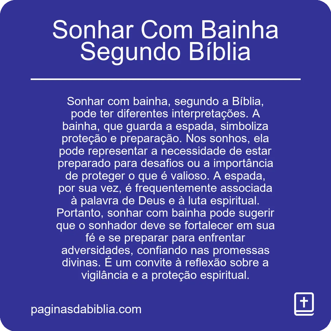 Sonhar Com Bainha Segundo Bíblia