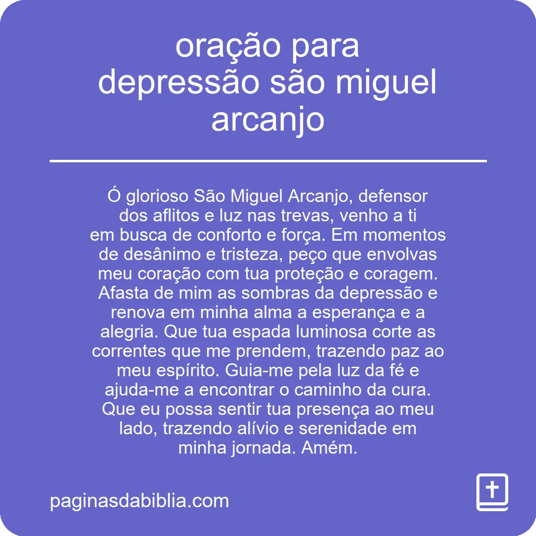 oração para depressão são miguel arcanjo