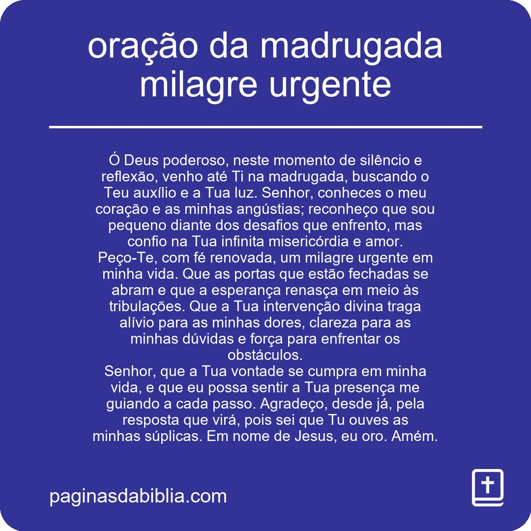 oração da madrugada milagre urgente