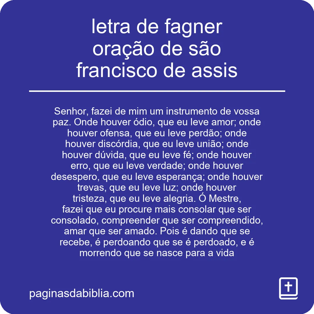 letra de fagner oração de são francisco de assis