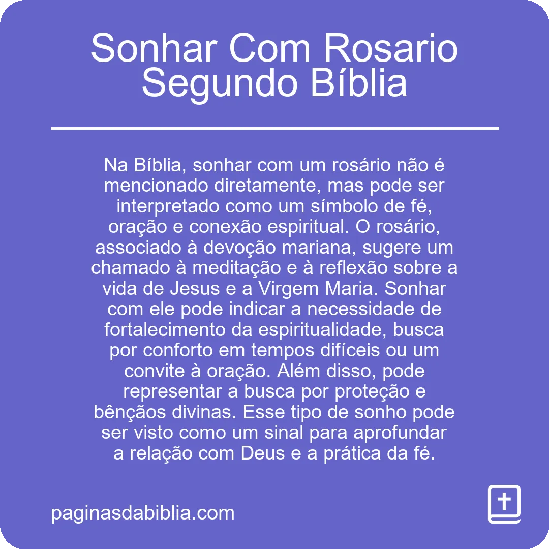 Sonhar Com Rosario Segundo Bíblia