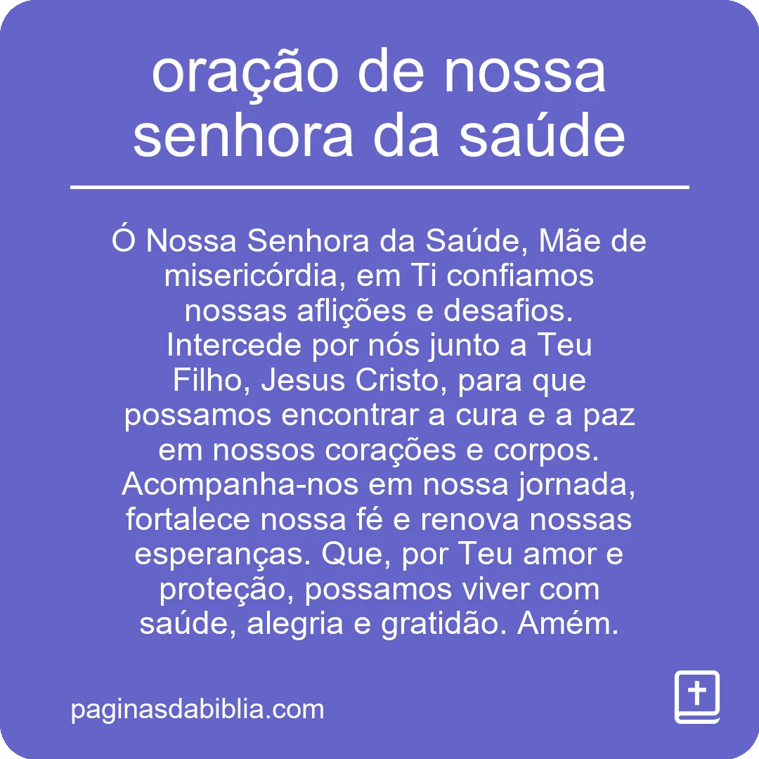 oração de nossa senhora da saúde