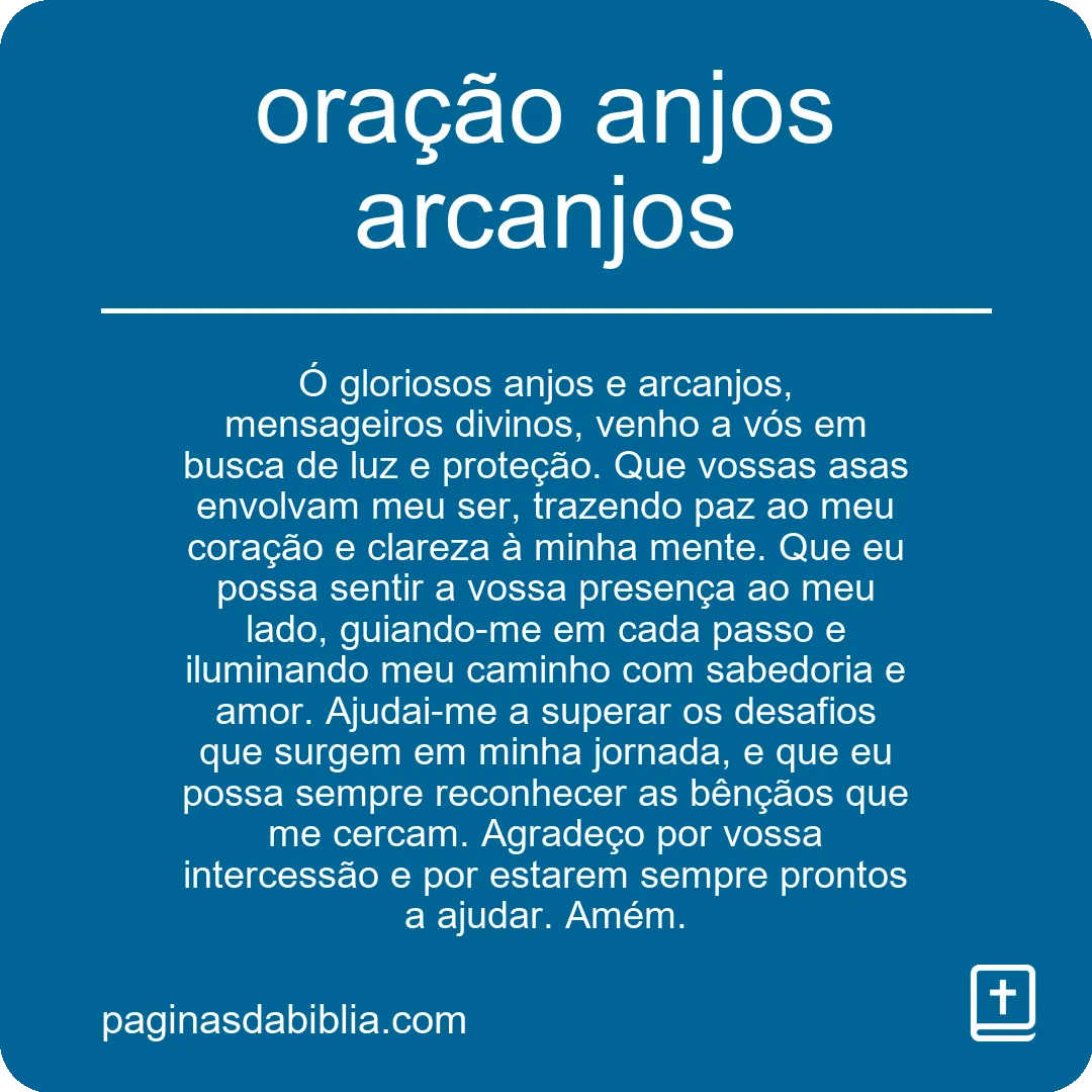 oração anjos arcanjos