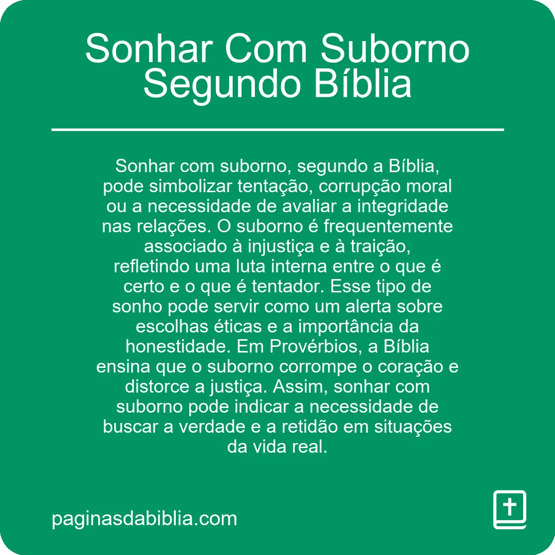 Sonhar Com Suborno Segundo Bíblia