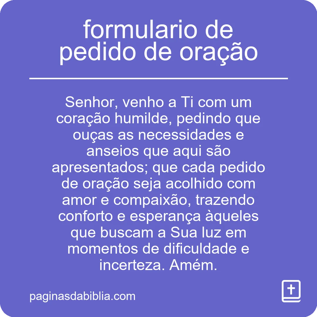 formulario de pedido de oração