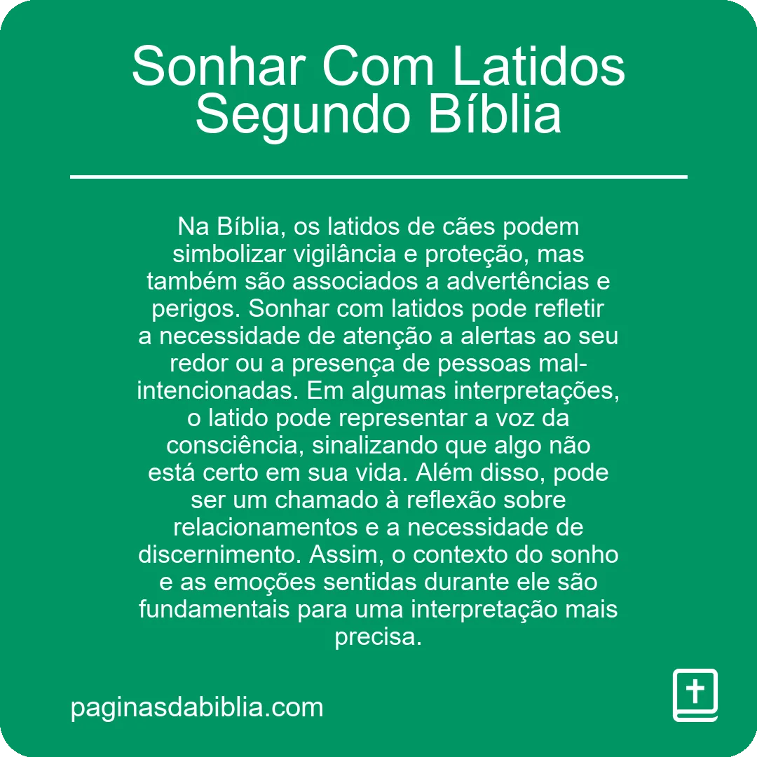 Sonhar Com Latidos Segundo Bíblia