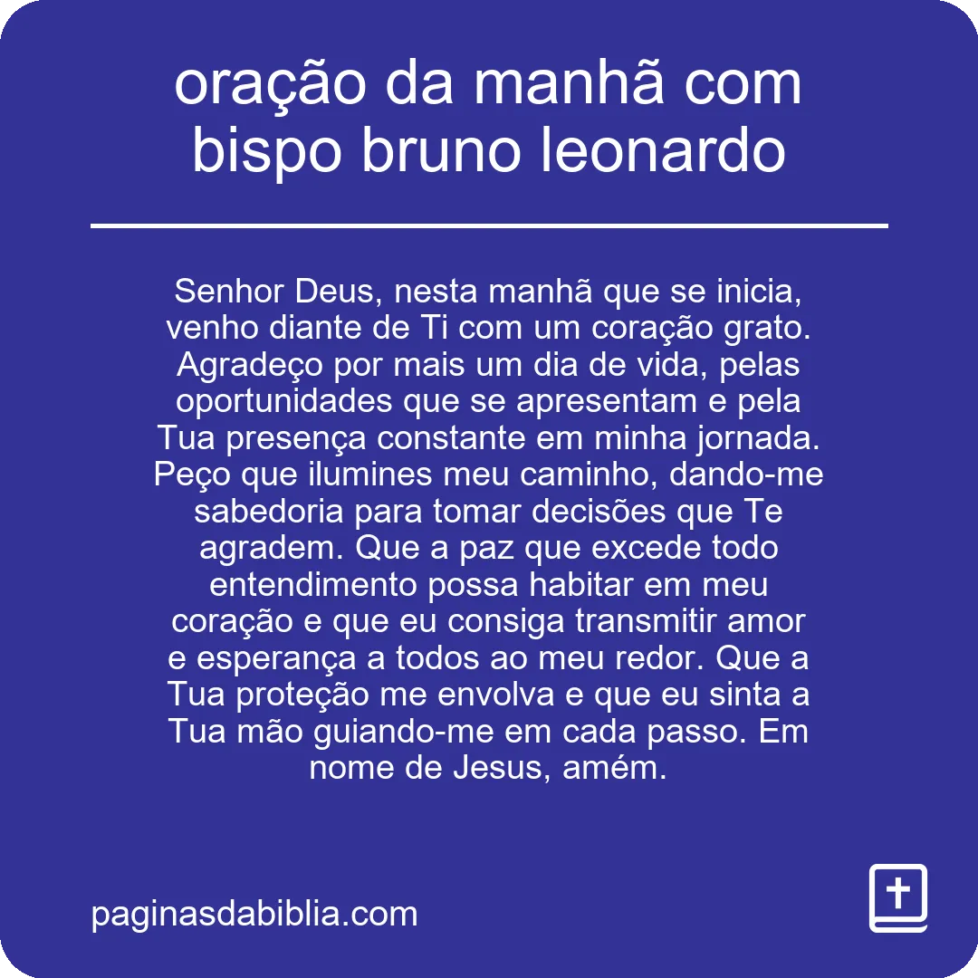 oração da manhã com bispo bruno leonardo