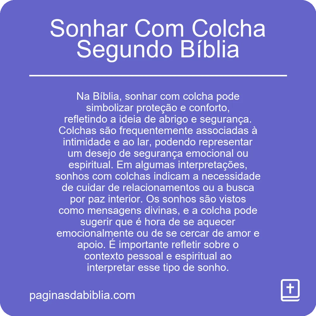 Sonhar Com Colcha Segundo Bíblia