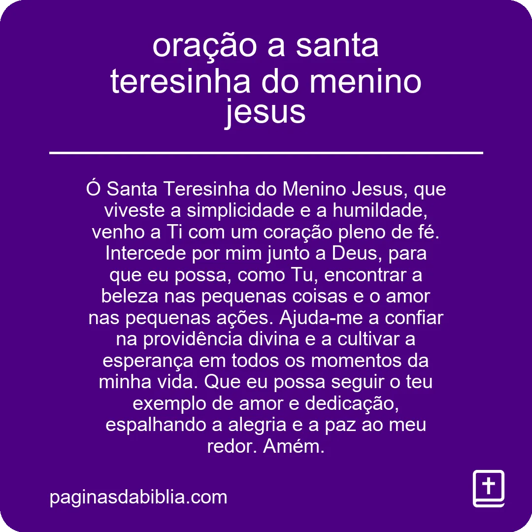 oração a santa teresinha do menino jesus