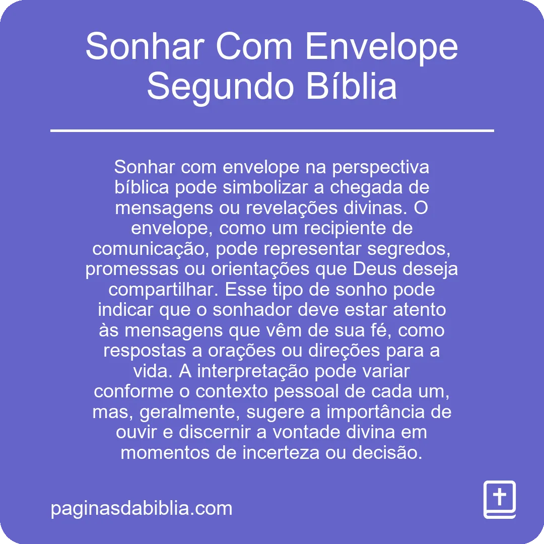 Sonhar Com Envelope Segundo Bíblia