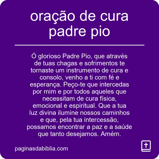 oração de cura padre pio