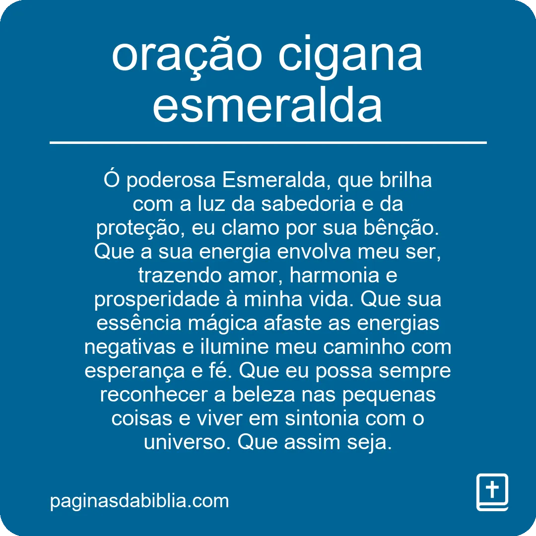 oração cigana esmeralda