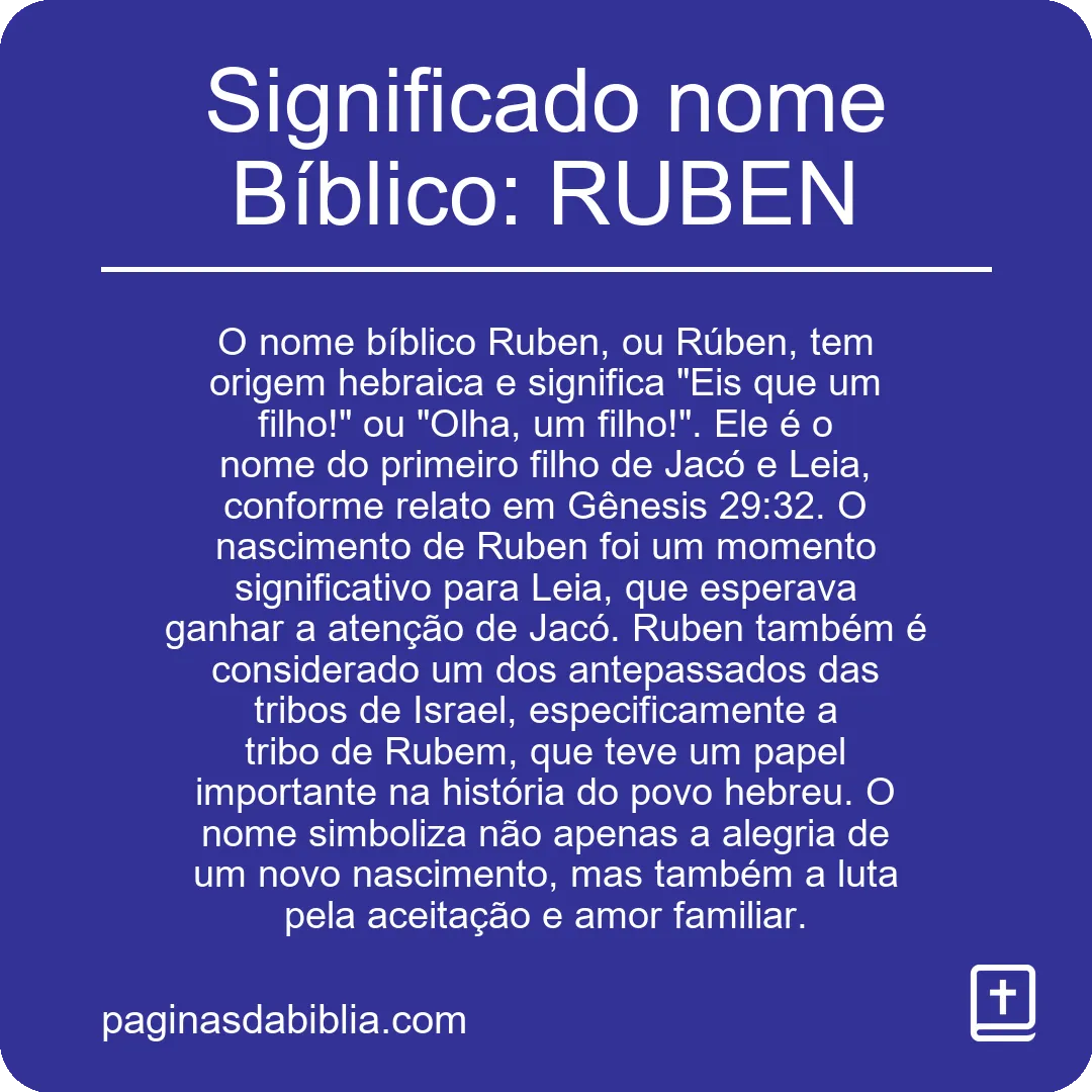 Significado nome Bíblico: RUBEN