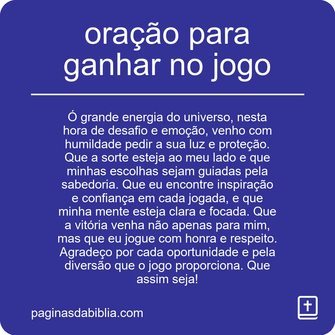 oração para ganhar no jogo