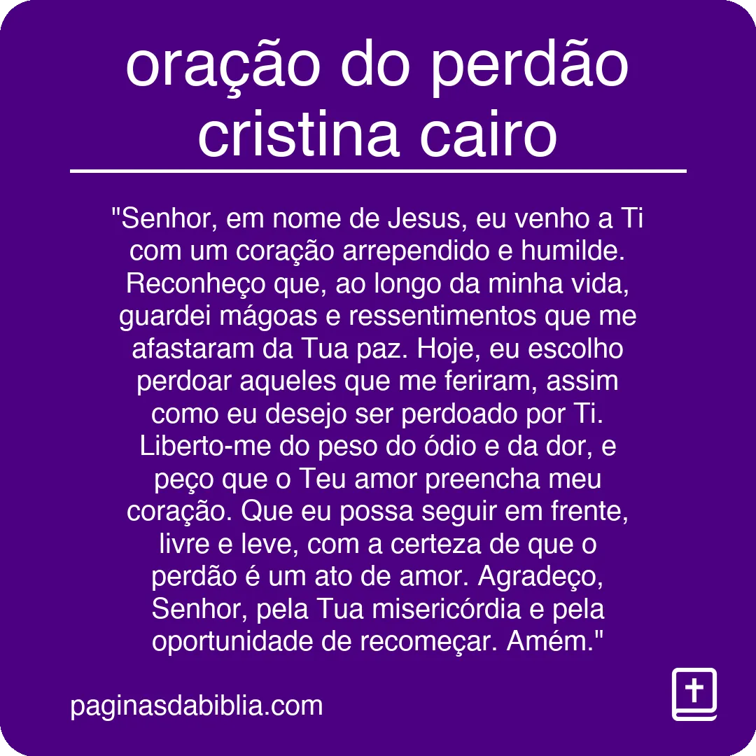 oração do perdão cristina cairo