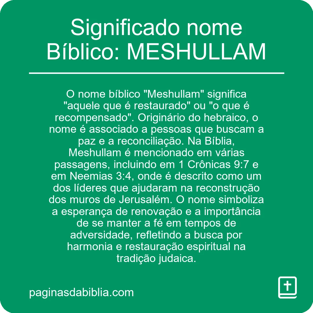 Significado nome Bíblico: MESHULLAM