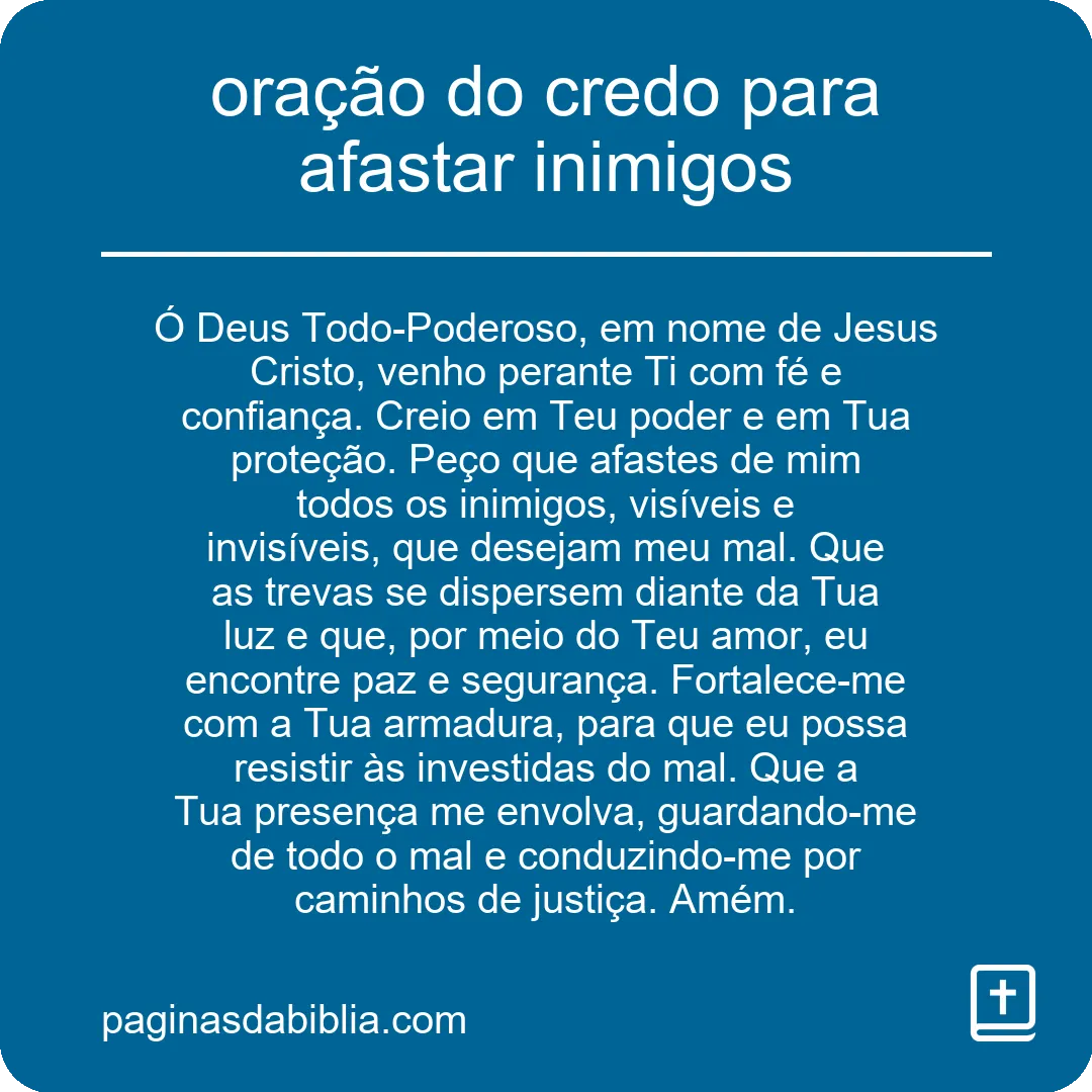 oração do credo para afastar inimigos