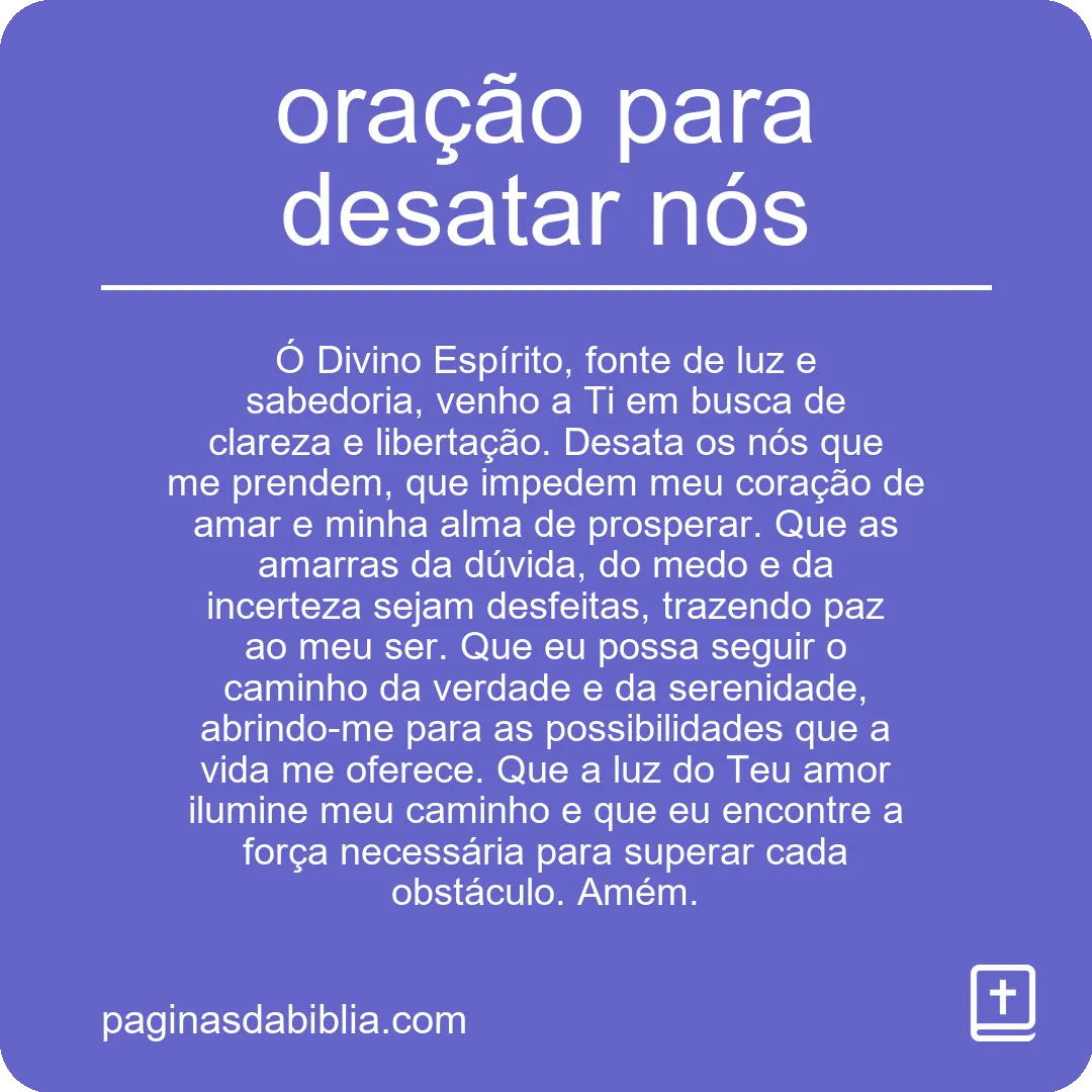 oração para desatar nós