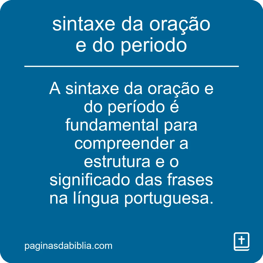 sintaxe da oração e do periodo