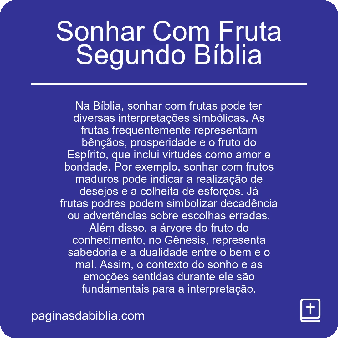 Sonhar Com Fruta Segundo Bíblia