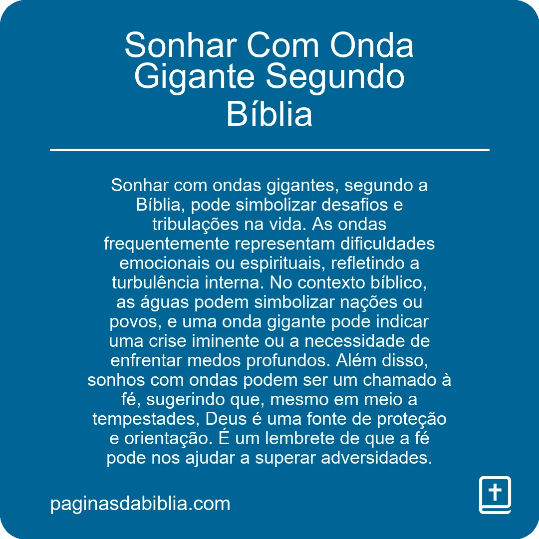 Sonhar Com Onda Gigante Segundo Bíblia